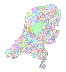 De kaart met wildbeheereenheden van Nederland