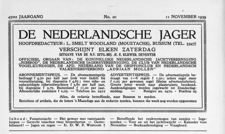 Cover De jager 11 november 1939